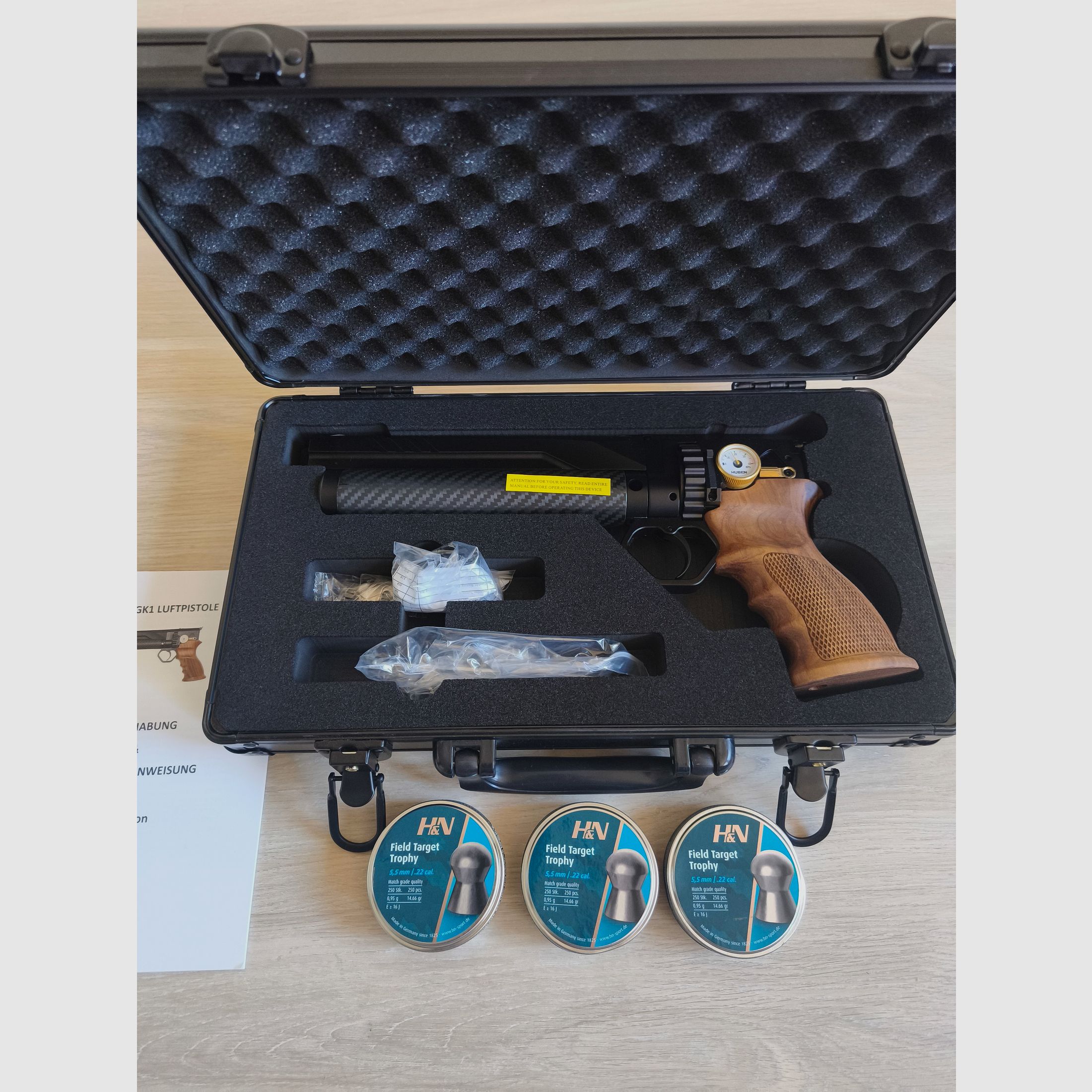 Huben GK1 – Semi-Auto PCP Pressluftpistole .22 (5,5 mm) | F-Modell, 19-Schuss 