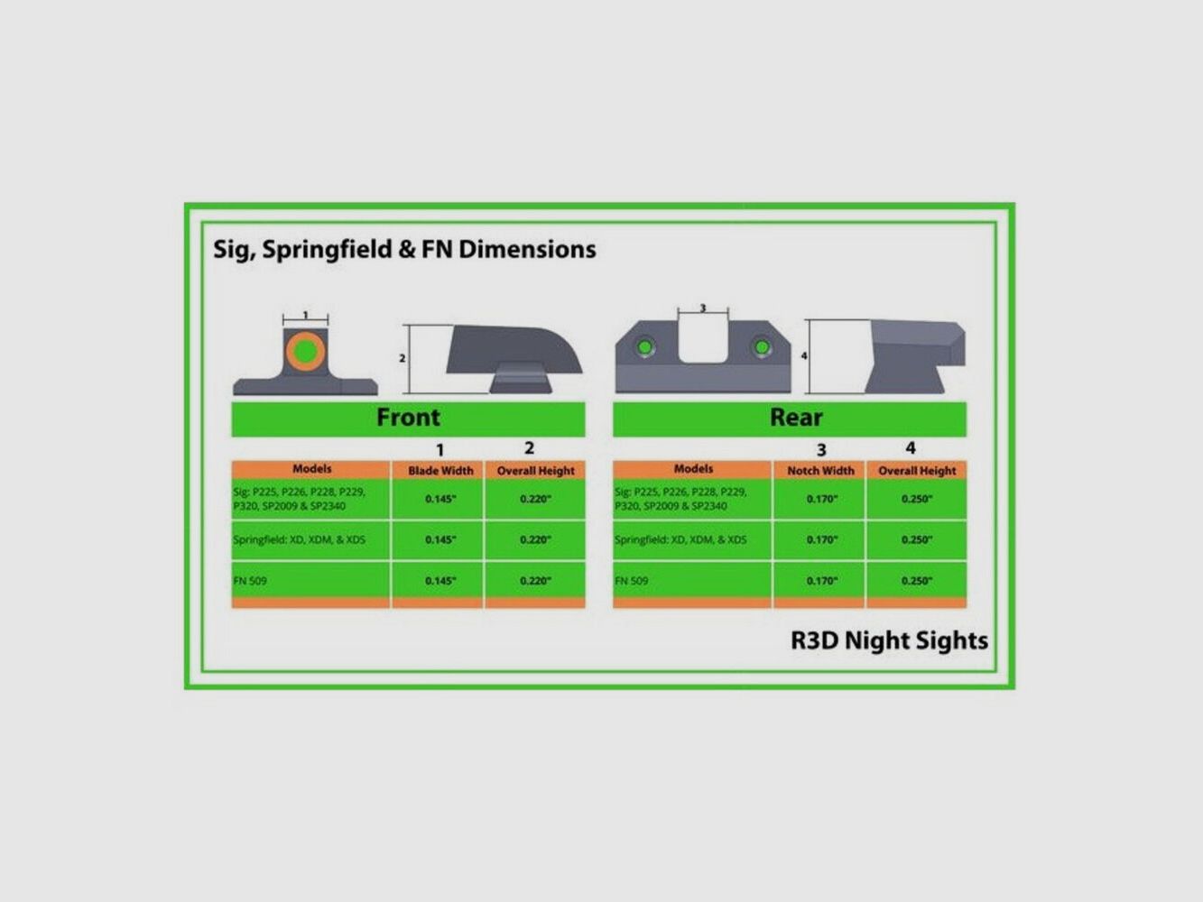 XS Sights N-Visor R3D naranja SIG+Springfield