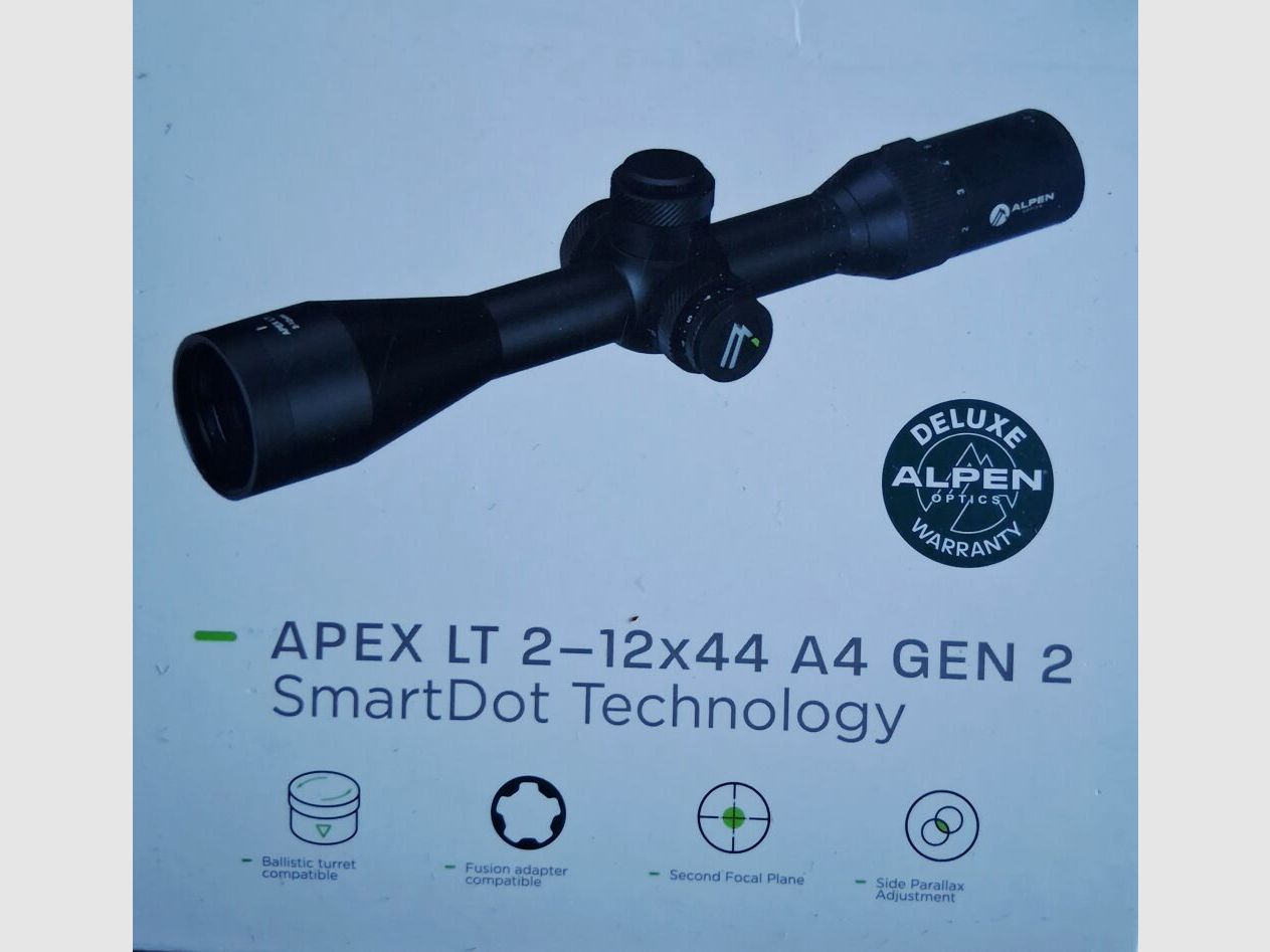 Alpen Optics APEX LT Zieloptik 2-12x44 A4 Gen 2 .Mit Gewinde f. Vorsatzgeräte !!!