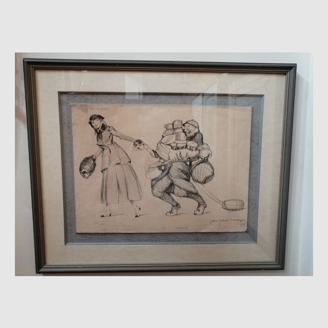 Seltene Kriegsgravur Jean Gabriel Domergue – Maler der Pariser Pin-ups – signiert – datiert – Um 1916, Bild 1 von 6