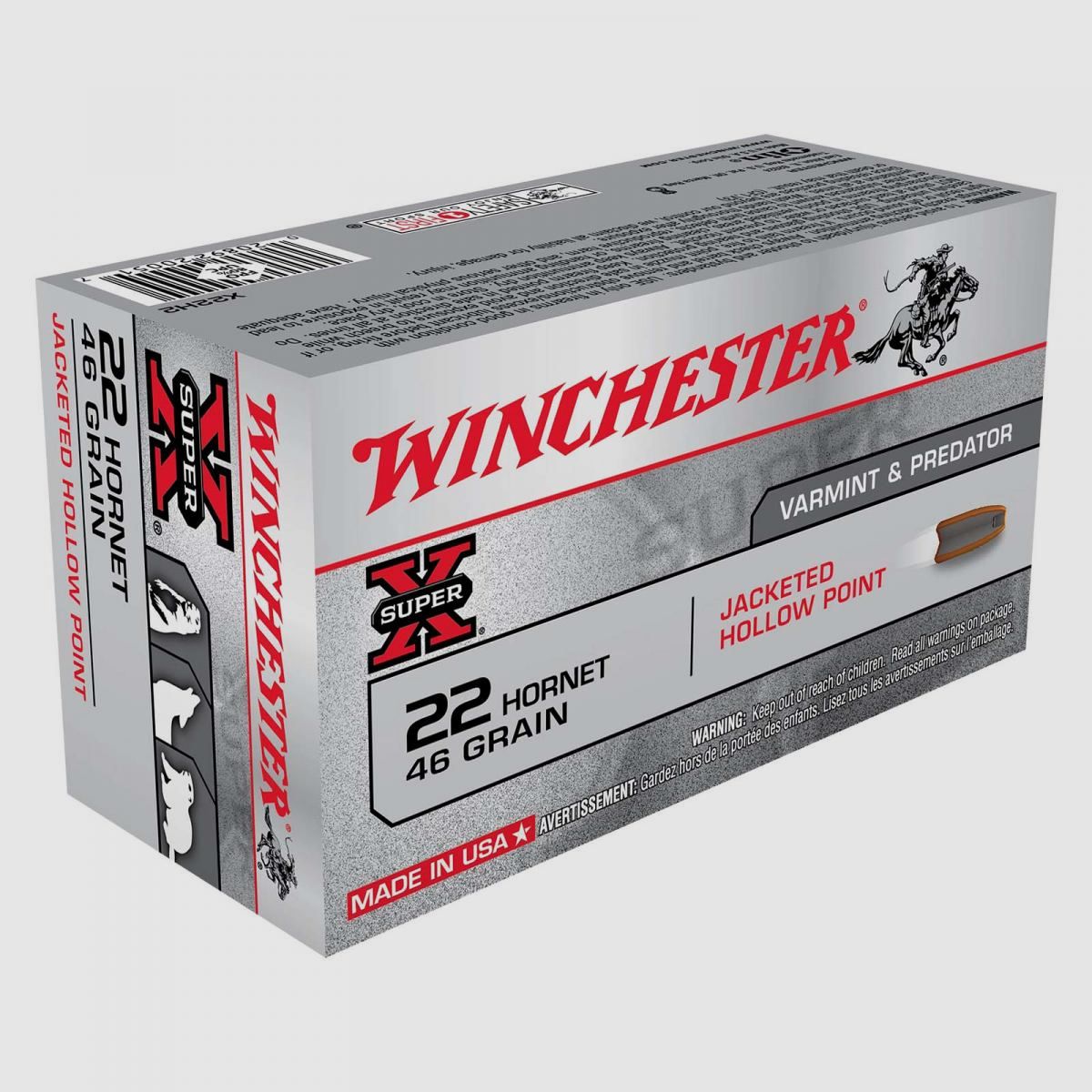 Winchester Super-X .22 Hornet 46GR JHP 50 cartucce