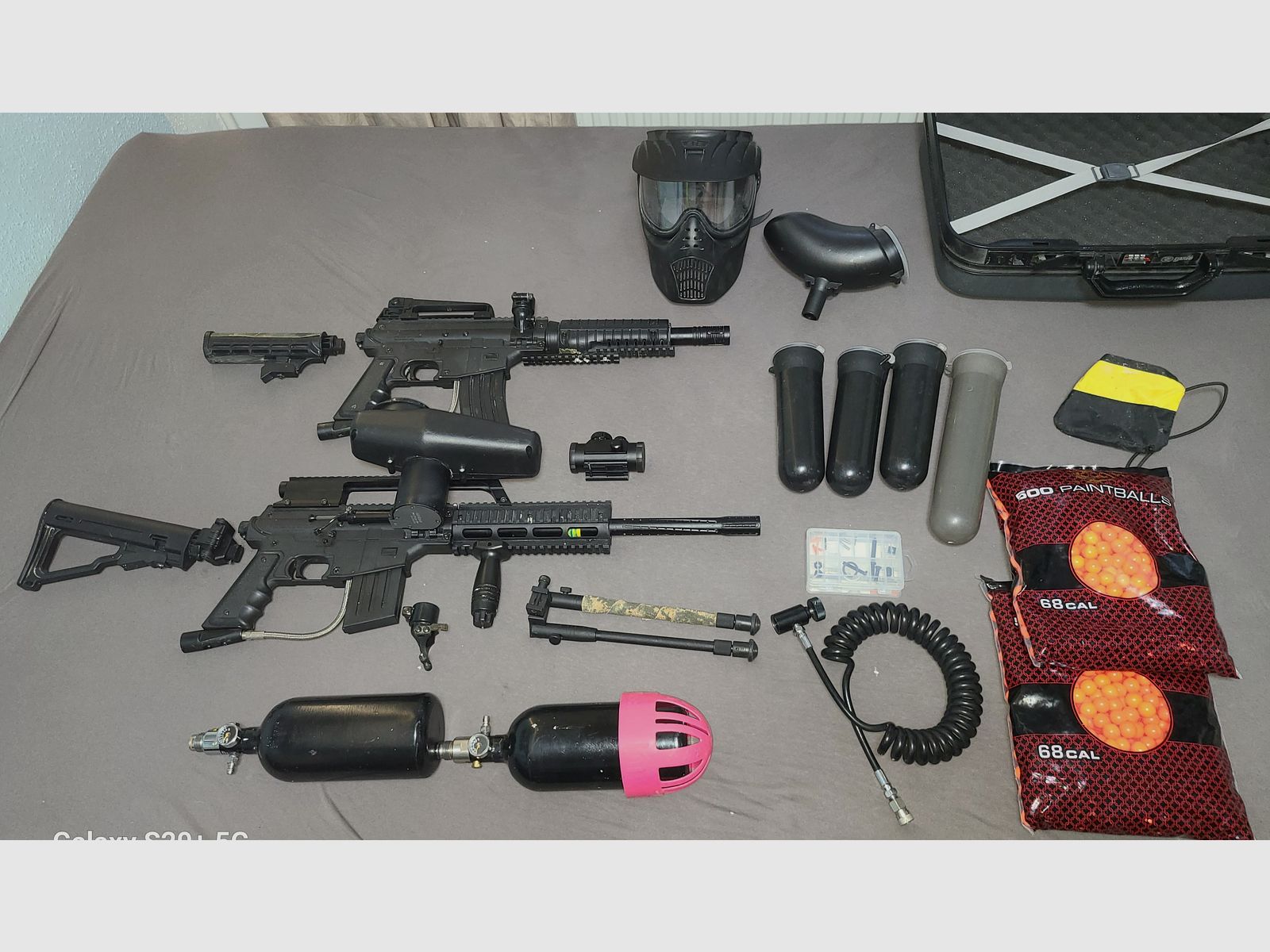 KOMPLETT SET TIPPMANN SIERRA ONE  und  BRAVO ON ELITE cal. 68 ! TOP ! mit viel ZUBEHÖR PAINTBALL  HOME DEFENCE HEIMVERTEIDIGUNG 