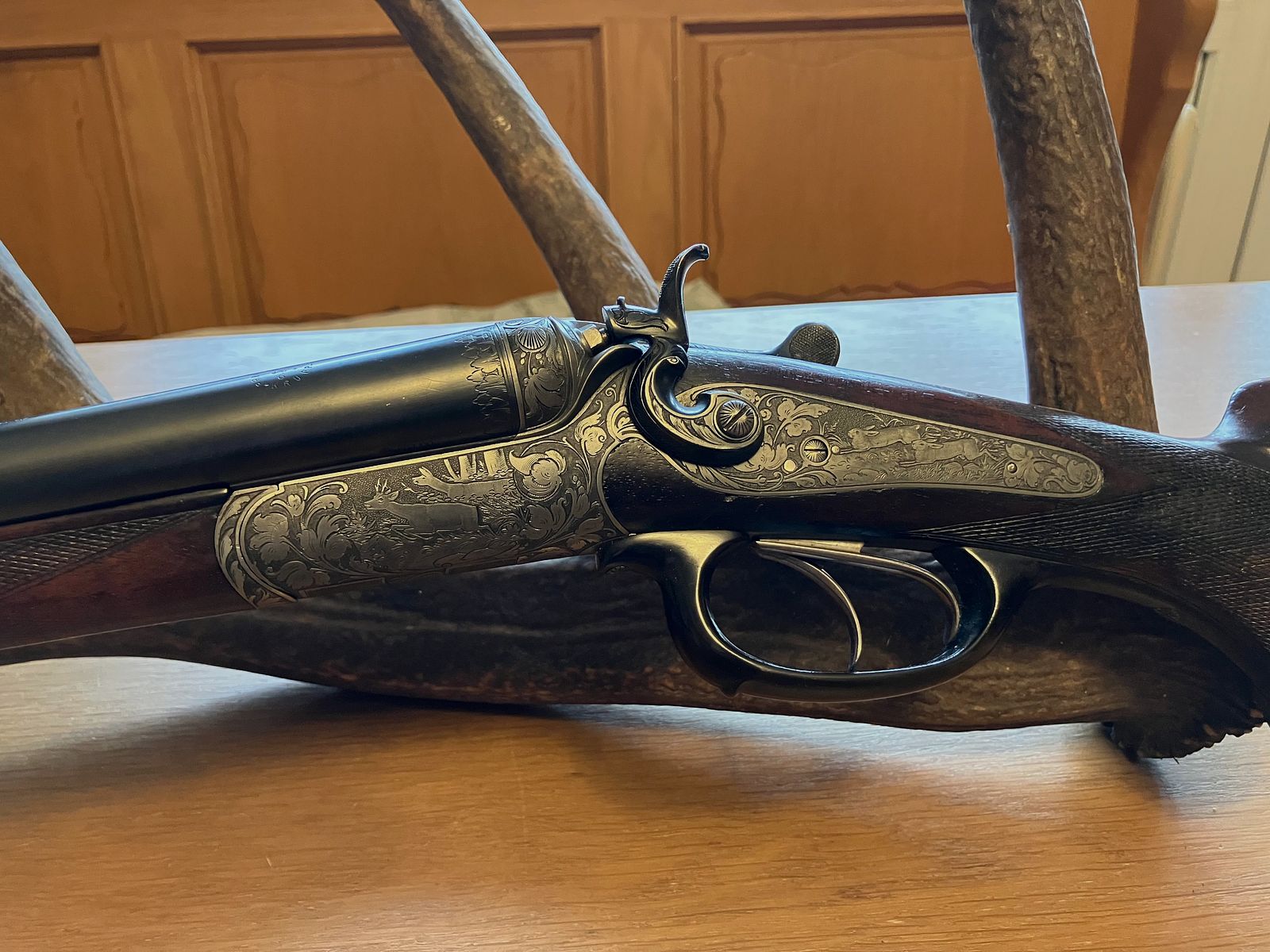 JULIUS SEYBOLDT Hahndoppelflinte cal .16, Silber Beschläge und Zier Gravuren, guter Zustand!