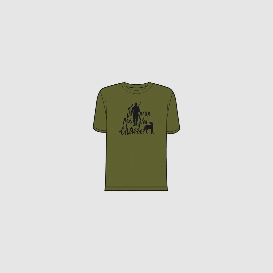 T-Shirt Bartavel Kaki Ich kann nicht, ich habe Jagd Größe L