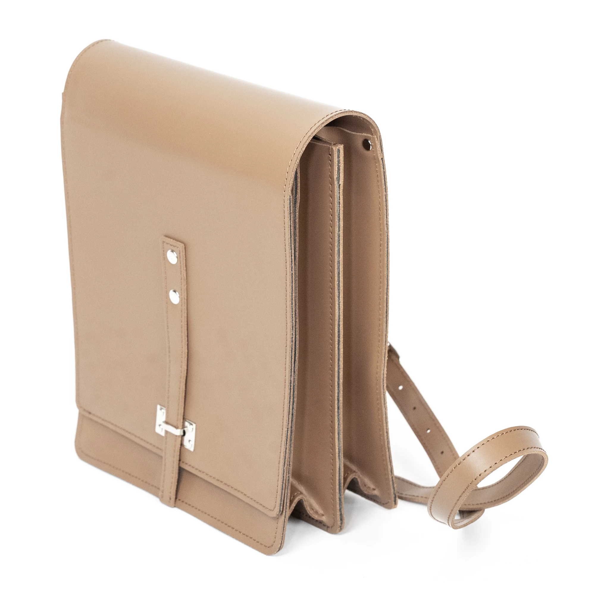 Traditional forester’s bag, military-style bag made of genuine leather – light brown