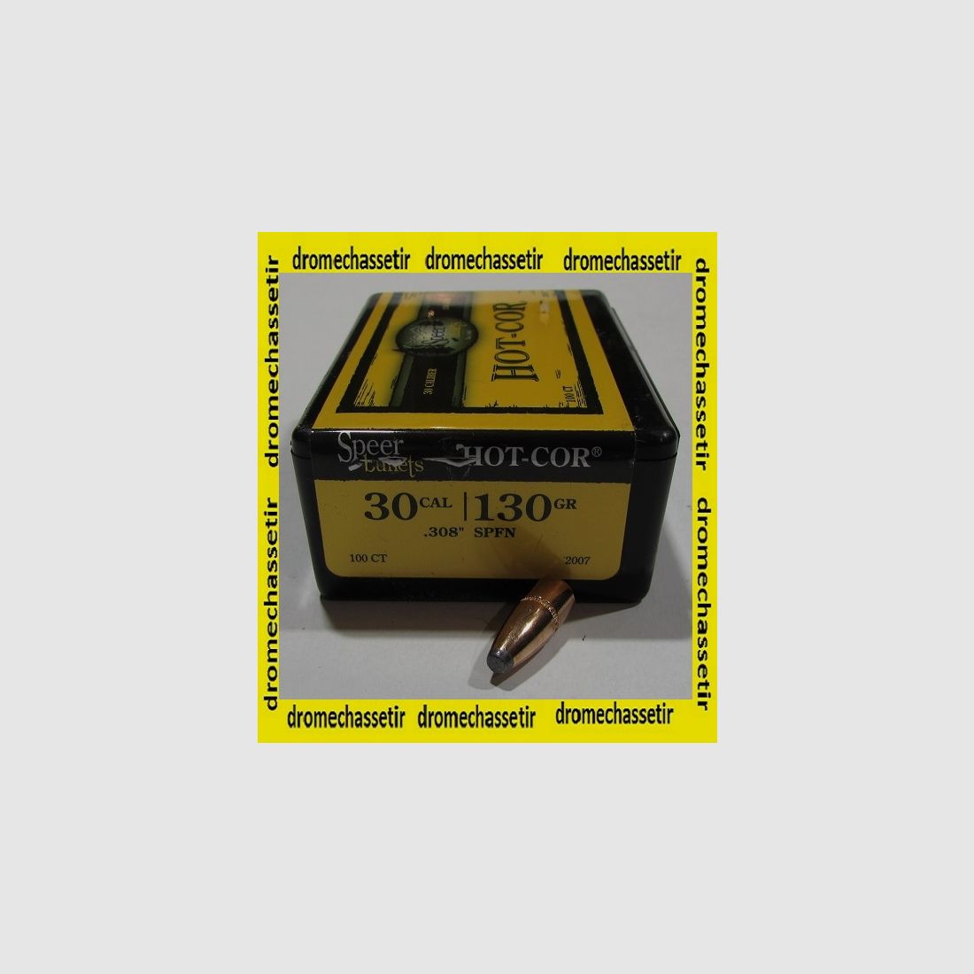 Caja de 100 balas Speer cal. 30 en 130 grains Hot Cor SP punta plana, ref 2007