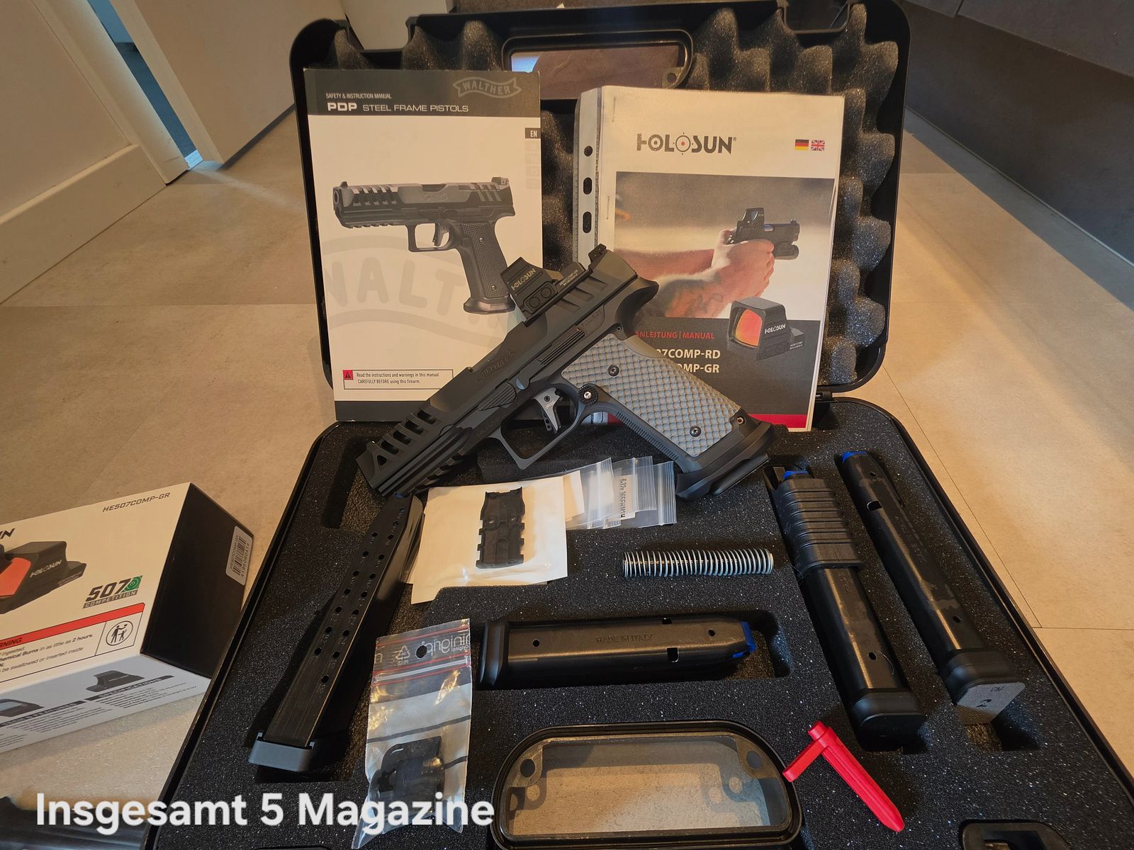 Walther PDP SF Match 5“ z Holosun 507COMP-GR i wieloma akcesoriami