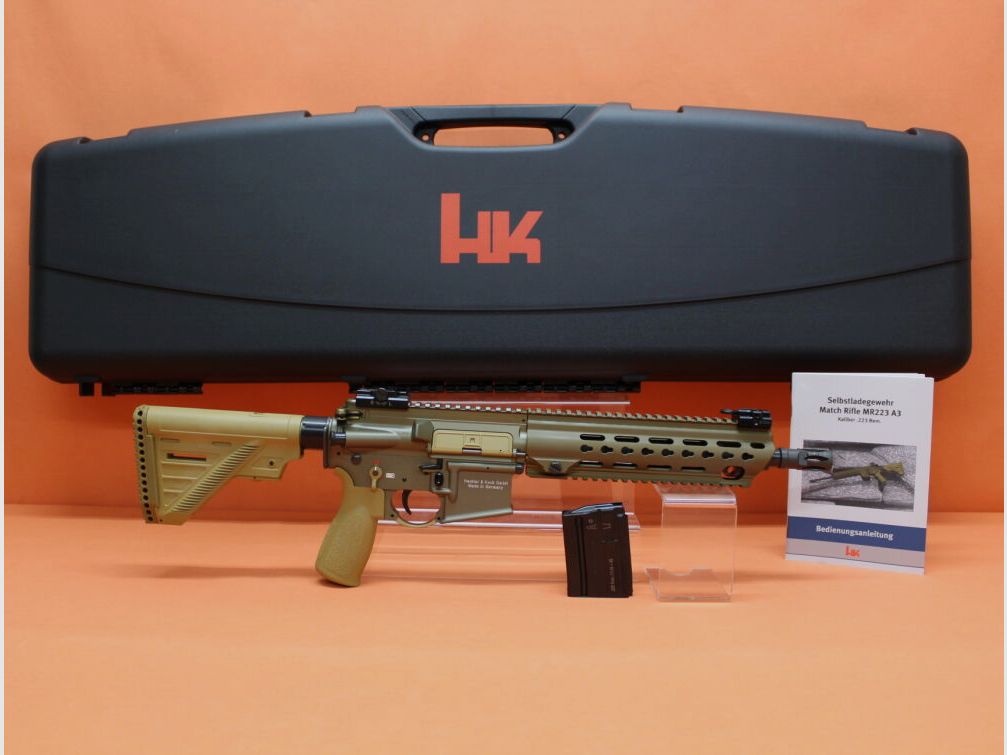 Heckler&Koch Ha.Büchse .223Rem Heckler&Koch/H&K MR223 A3 11" Lauf RAL8000 HKey, Gas-Piston-System AR-15/HK416