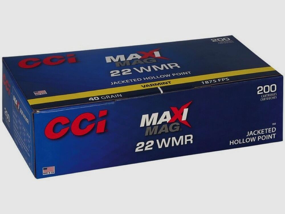 CCI Maxi-Mag JHP 40grs 200St .22wmr