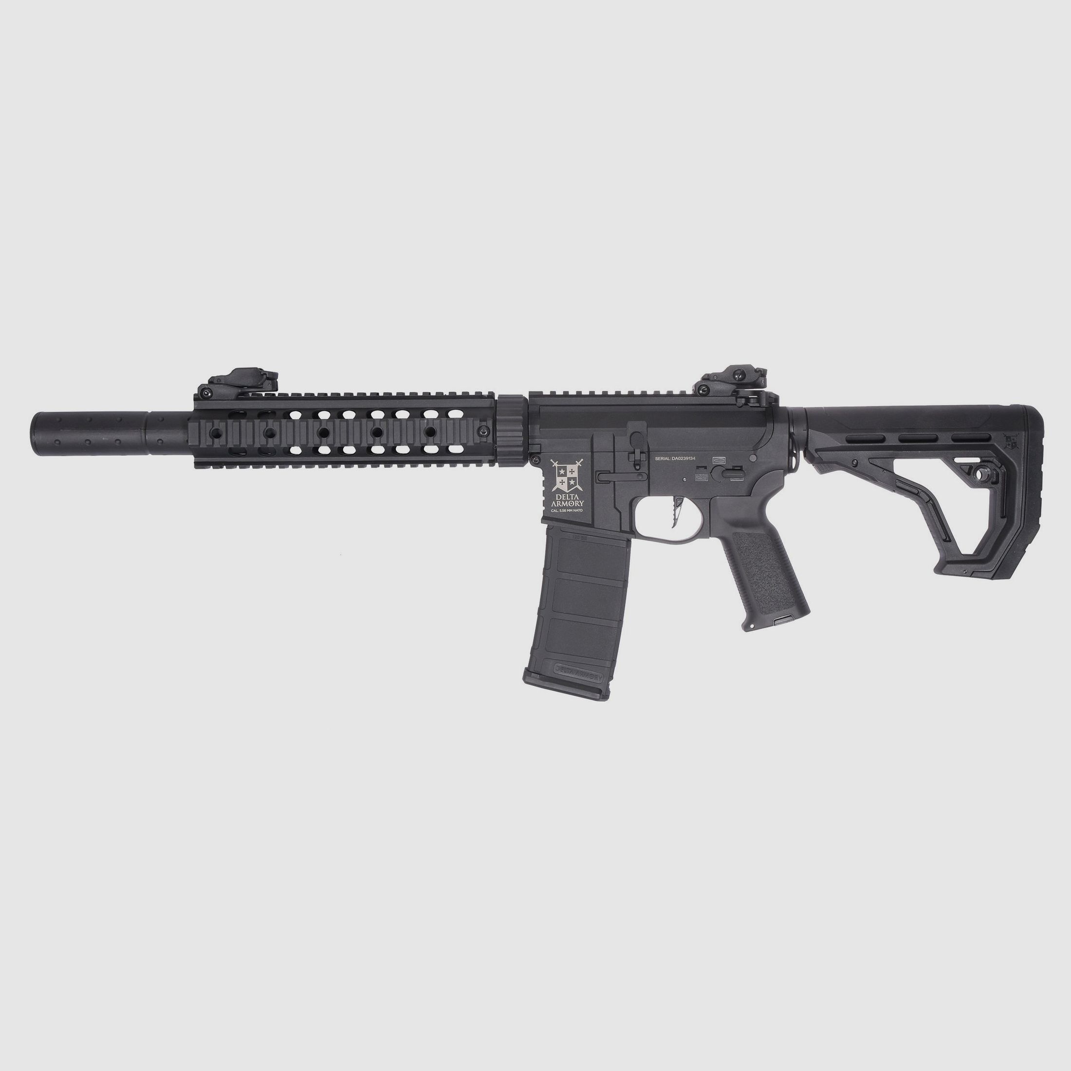 AR15 SilentOps 9 Zoll CHARLIE EAGLE ETU Schwarz AEG Softair Gewehr max. 0,5J | Delta Armory