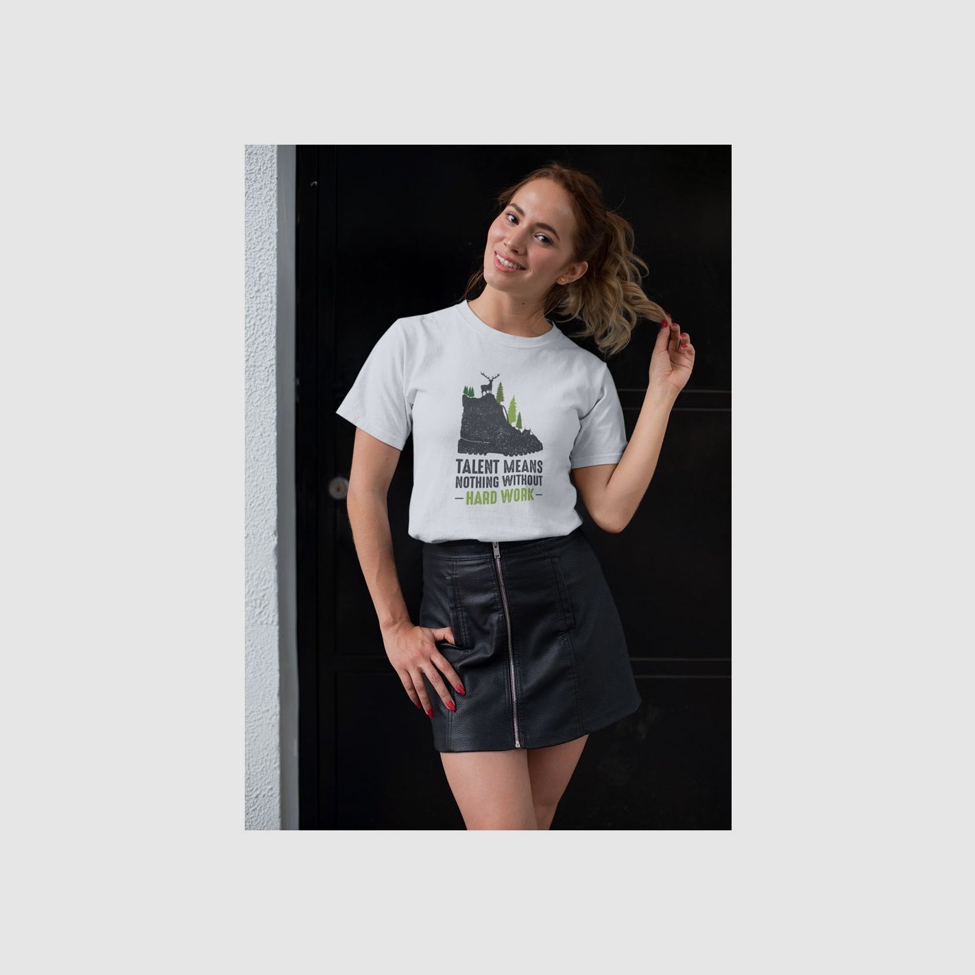 Trischitti T-Shirt weiß "Talent bedeutet nichts ohne harte Arbeit": Die wahre Essenz des Erfolgs, Bild 4 von 4