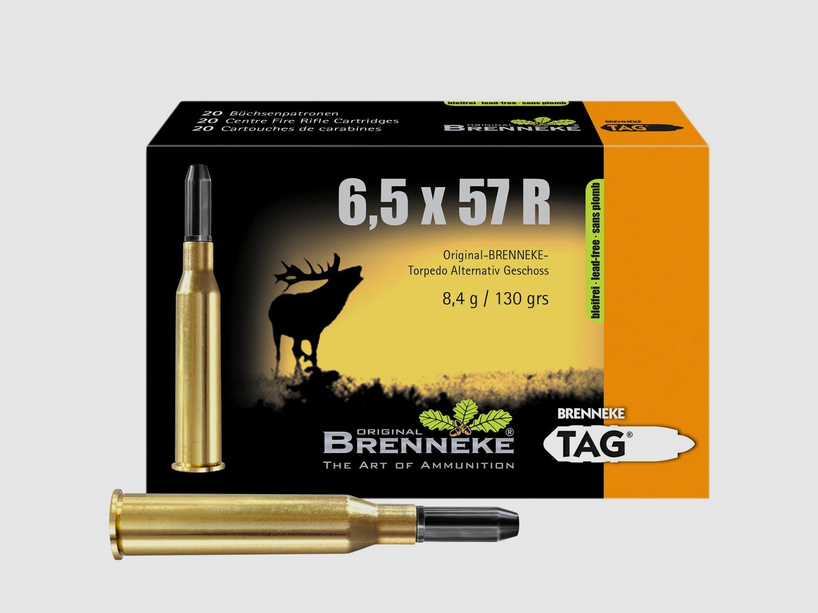 Brenneke 6,5x57R TAG bleifrei 8,4g/130 grs. – 20 Stk.