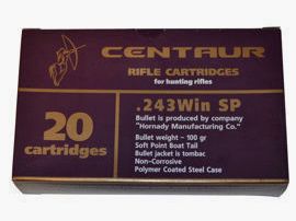 CAL. 243 WIN CENTAUR 100 GRAIN pack of 20