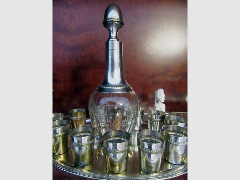 Silber Karaffe Antik Likör Tischkultur Art Nouveau Deco