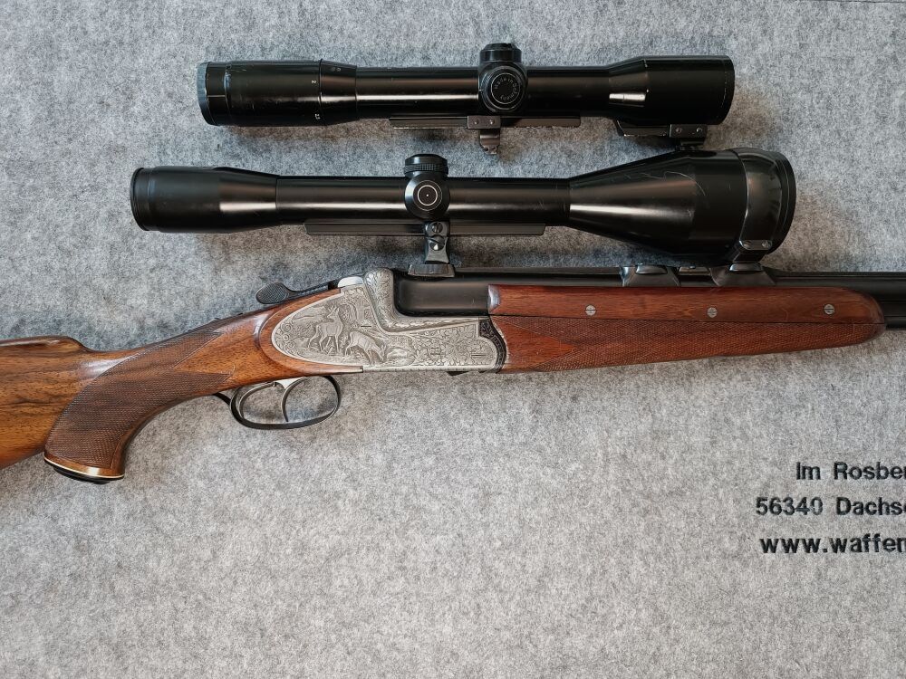 Josef Just Ferlach - Max Ern Leverkusen Bockbüchsflinte mit zwei ZF Hensold + Schmidt Bender