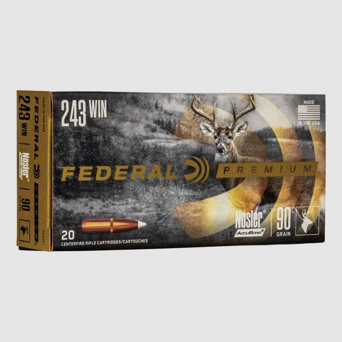 .243 Win. Premium Nosler Accubond 5,8g/90grs. Federal Munitie