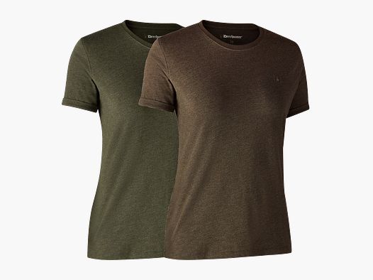 Ladies Basis T-shirt im 2er-Pack - Adventure Green mel/Brown Leaf mel. – Kleidergröße Damen: 42