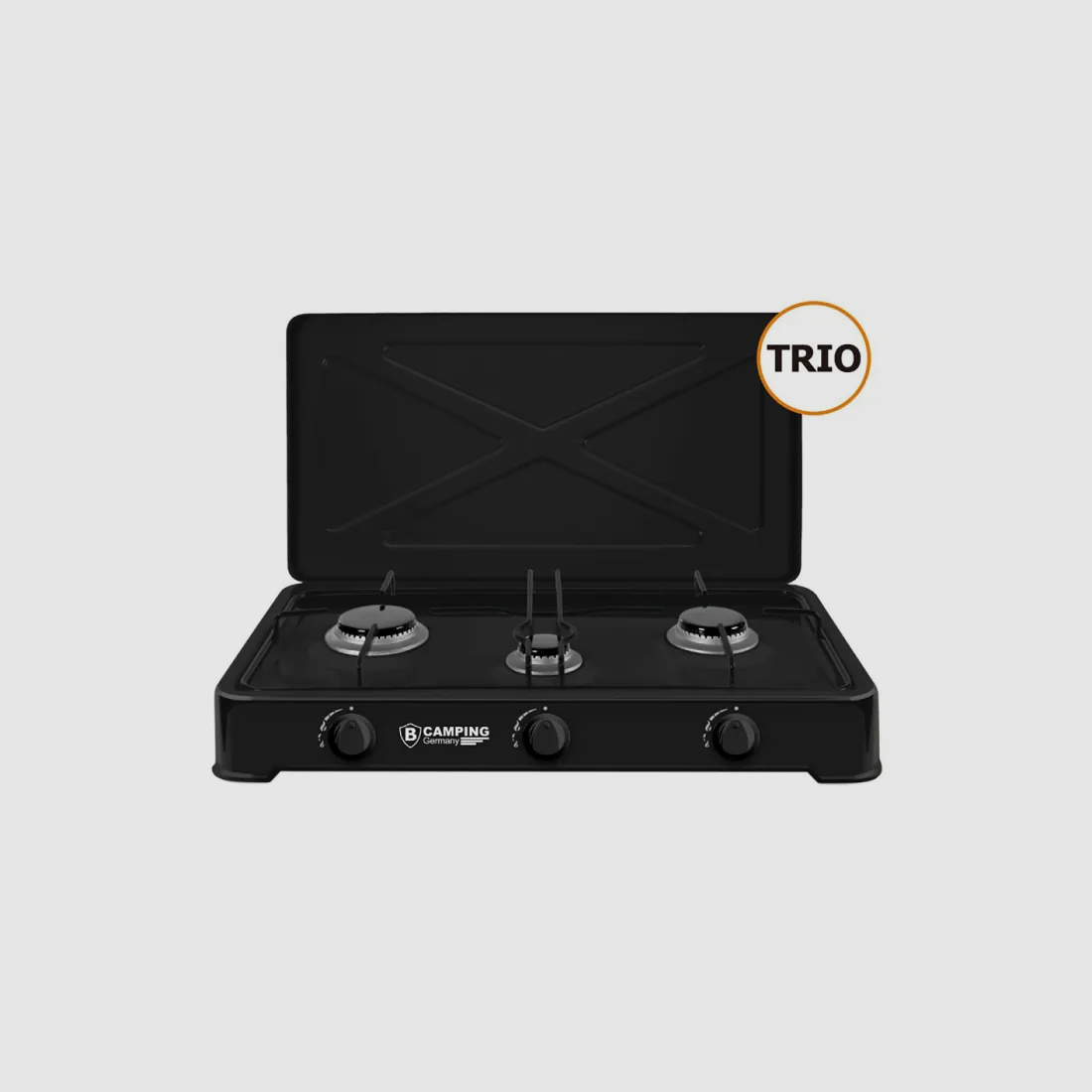 Kuchenka gazowa 3-palnikowa (TRIO) z wężem przyłączeniowym i reduktorem ciśnienia