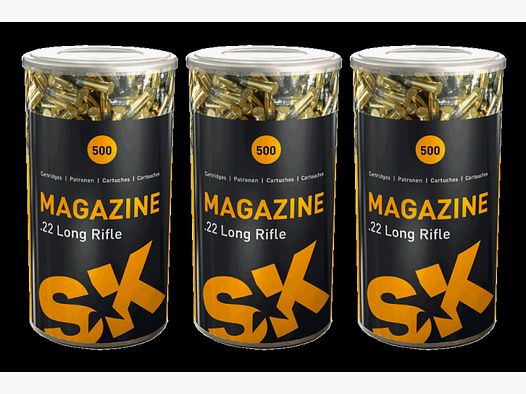 500 Schuss SK MAGAZIN .22 l.r. lfb 2,59g 40gr LRN Blei Rundkopf Schüttpackung / Blechdose NEU Traini