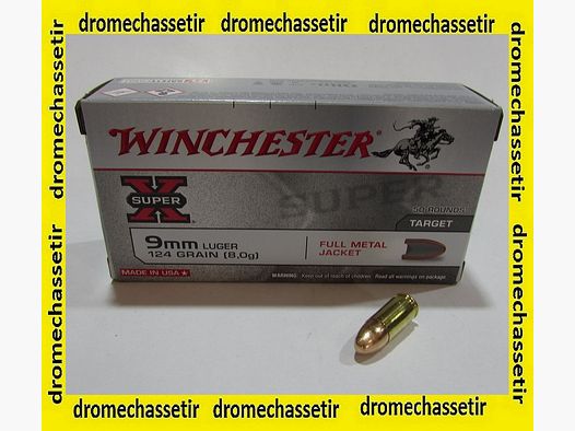 boites de 50 cartouches Winchester 9×19 Luger FMJ 124 Grains