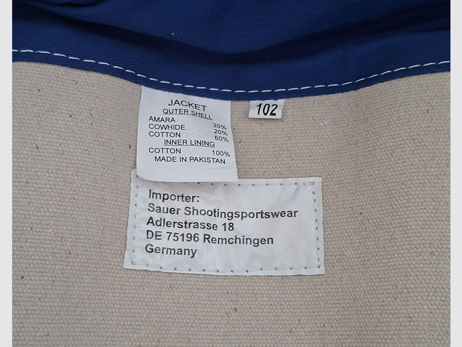 Sauer Schießjacke Langarm neu mit Rechnung
