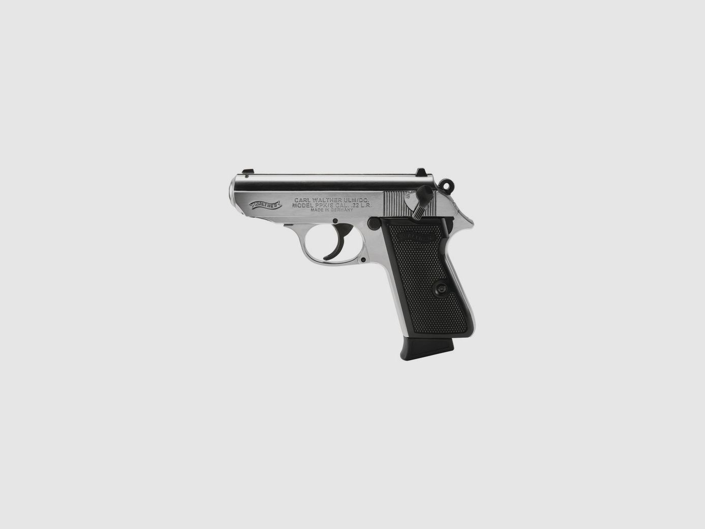 Walther PPK/S verchroomde pistool kal. 22LR SA/DA 10 schoten 83mm draad 1/2x20 UNF