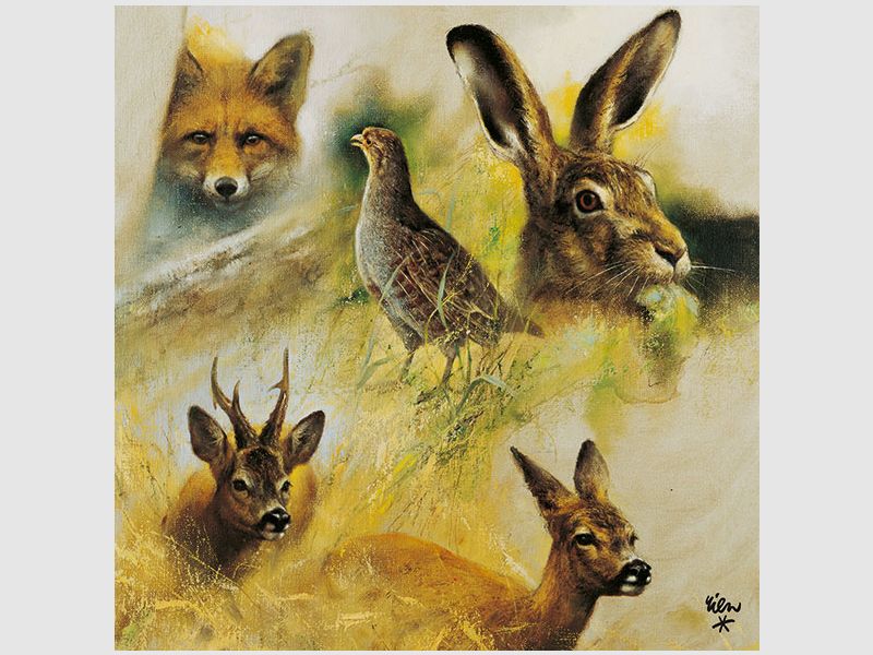 Serviette Hase, Rehbock, - Fasan, Fuchs, Reh
