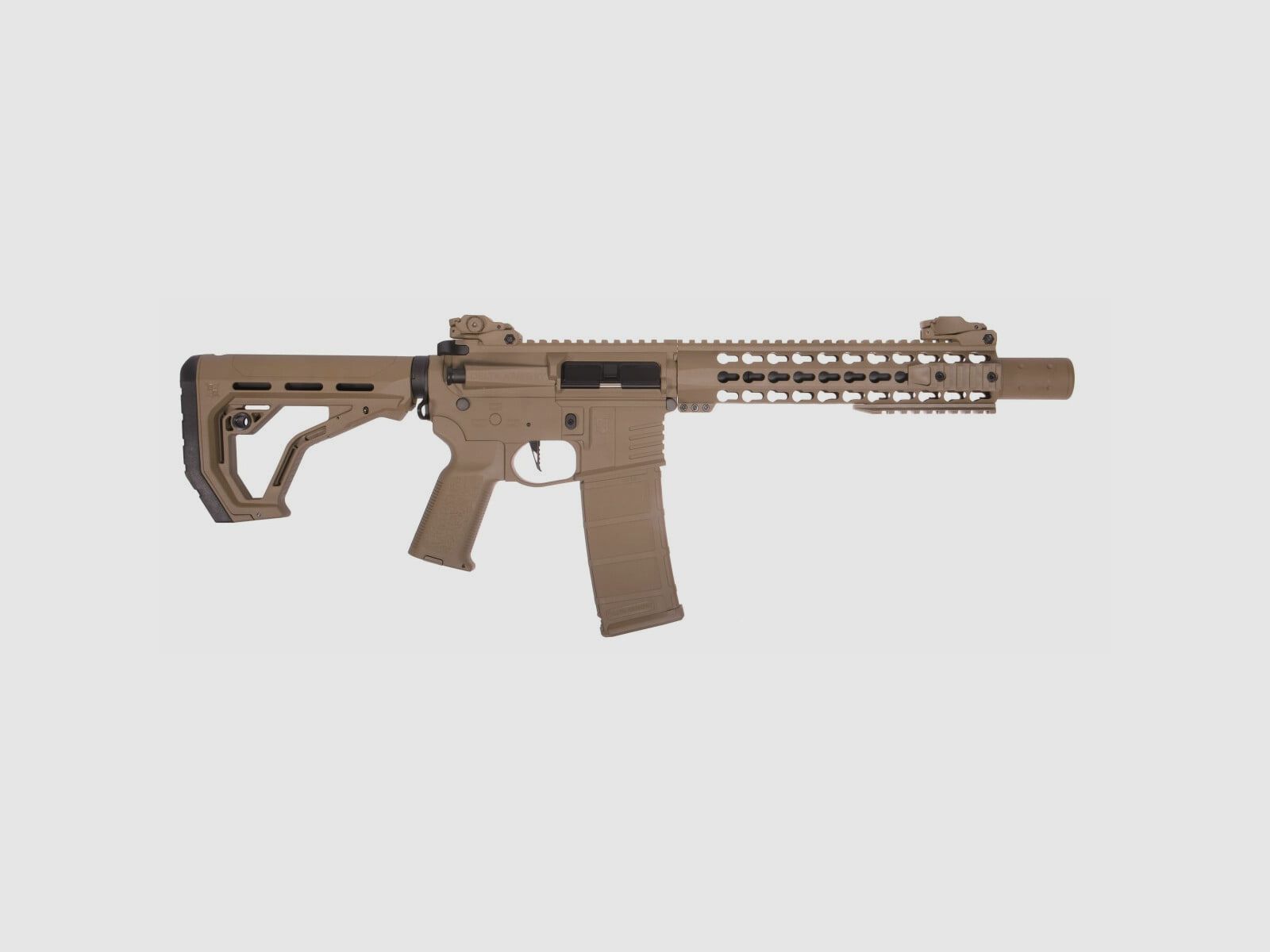 AR15 KeyMod 10 Zoll PREDATOR CHARLIE EAGLE ETU Tan S-AEG Softair Gewehr Frei ab 18 Jahren | Delta Armory