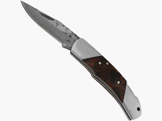Damast Taschenmesser mit Wurzelholzgriff