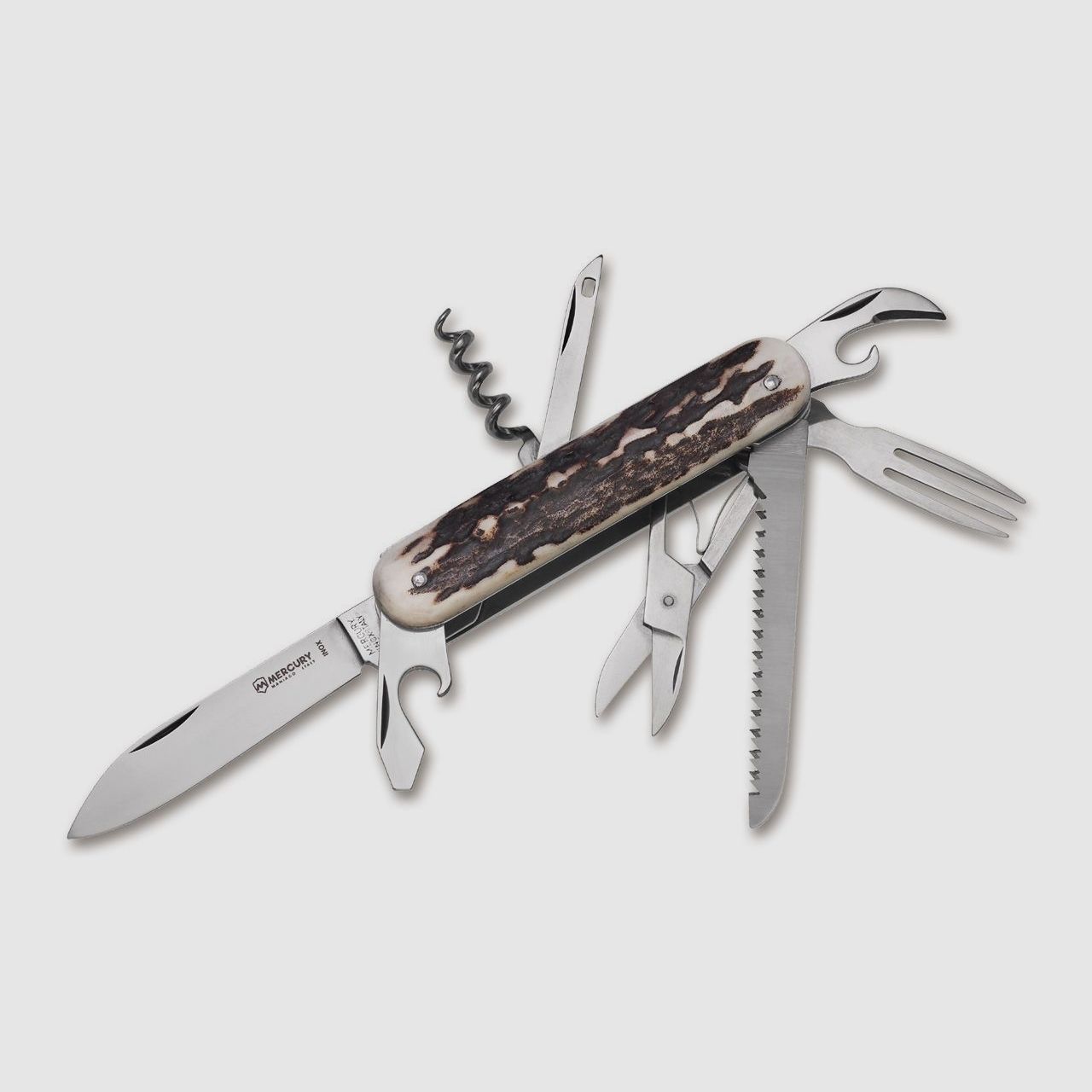 Taschenmesser 913-8DC Hirschhorn Säge Schere §42a konform legal führen