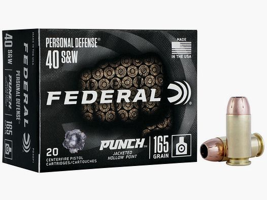 Federal Personal Defense Punch .40 S&W 165GR JHP 20 cartridges