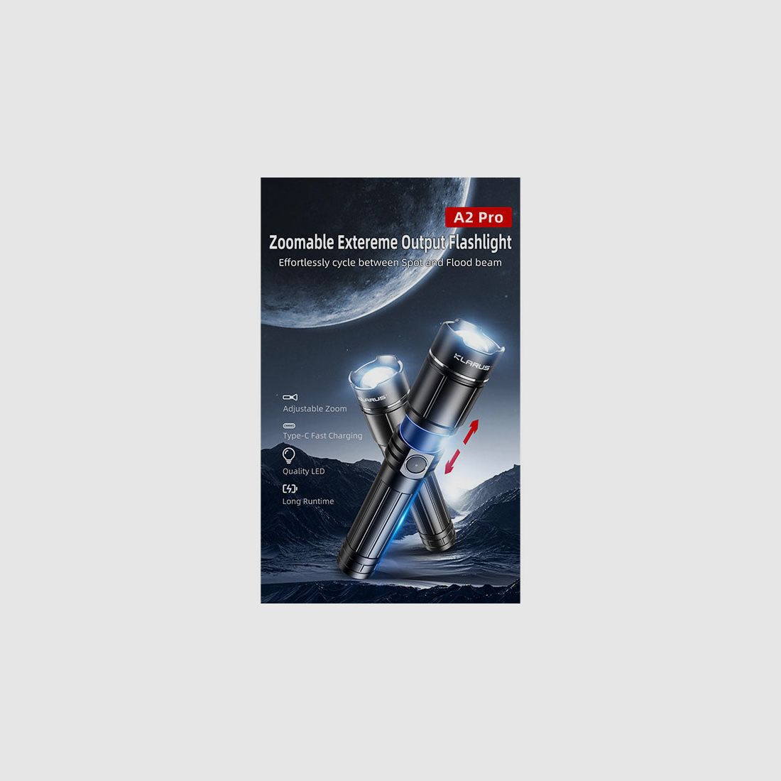 KLARUS, taktische LED Taschenlampe A2 PRO, 1'450 Lumen (ohne Akku), Bild 3 von 10