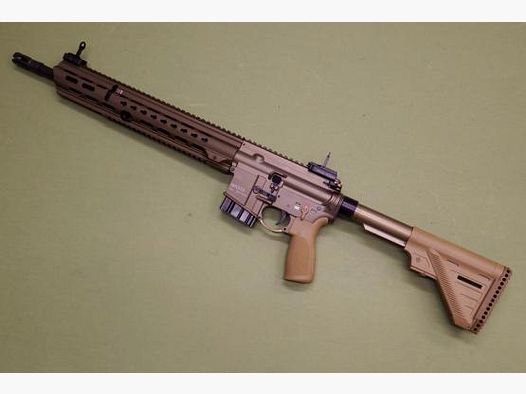 Heckler & Koch MR 223 A3 sand color 16.5 caliber .223 Remington semi-automatic rifle AR15 MR223