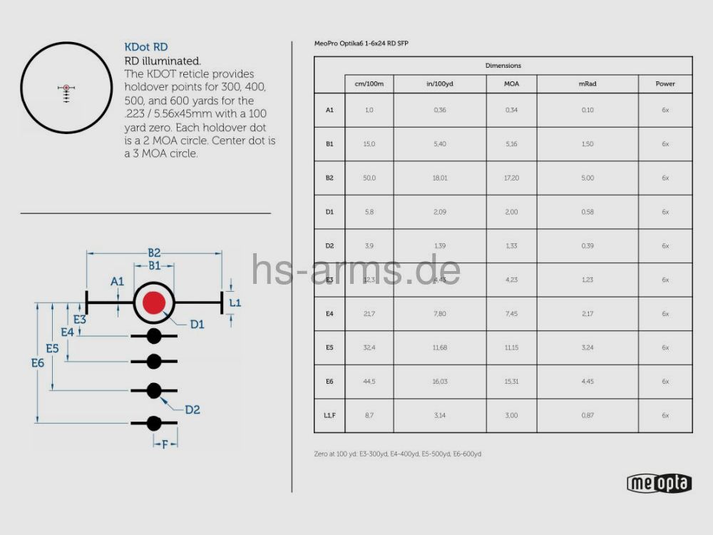 Meopta Meopta Optika6 1-6x24 RD SFP K-DOT RD