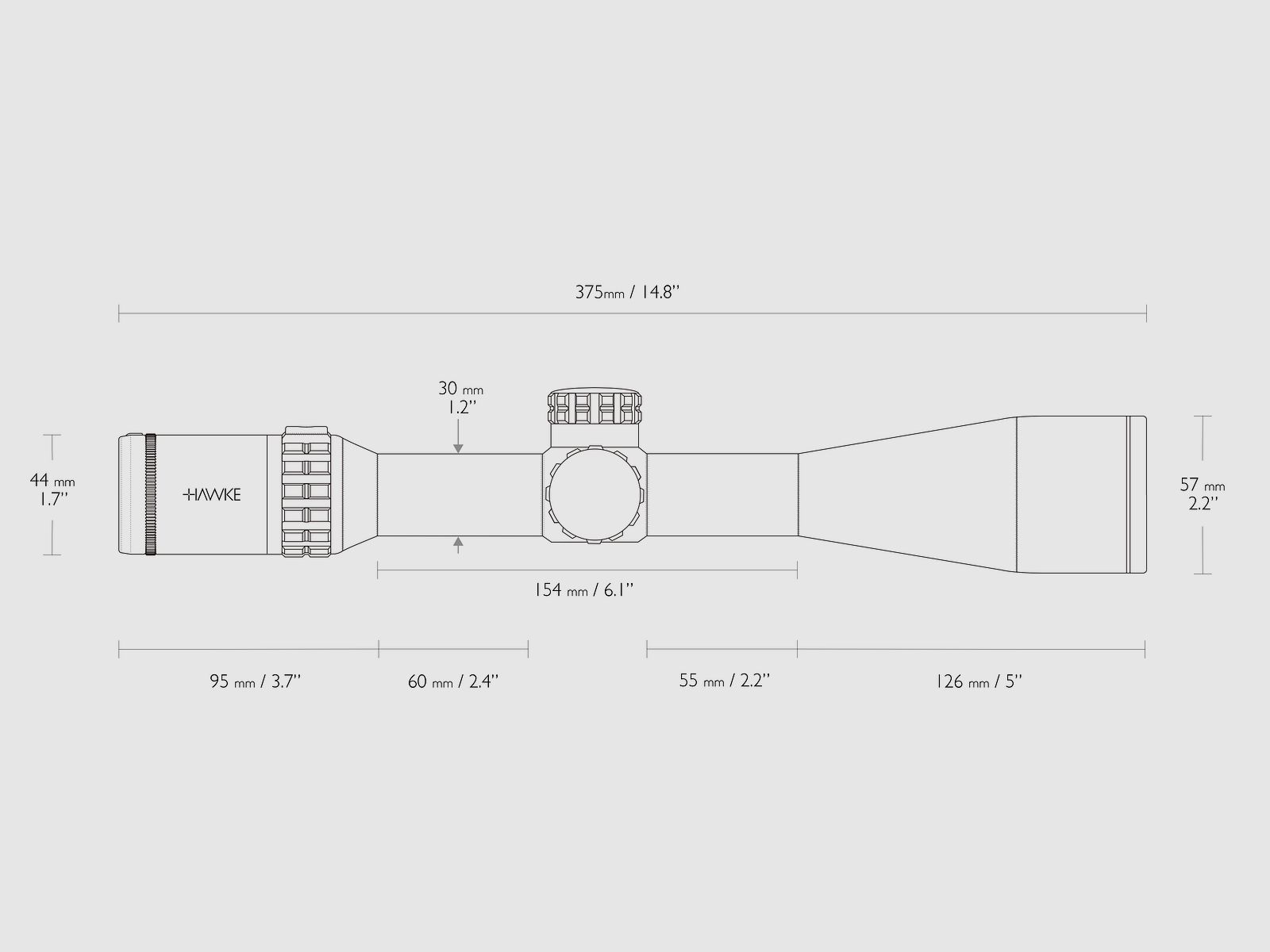 Hawke 18425 FRONTIER riflescope 30 FD 2.5-15x50 LR FD 15X ABSEHEN