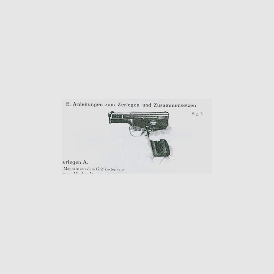 Nachdruck Bedienungsanleitung Pistole Mauser Modell 14