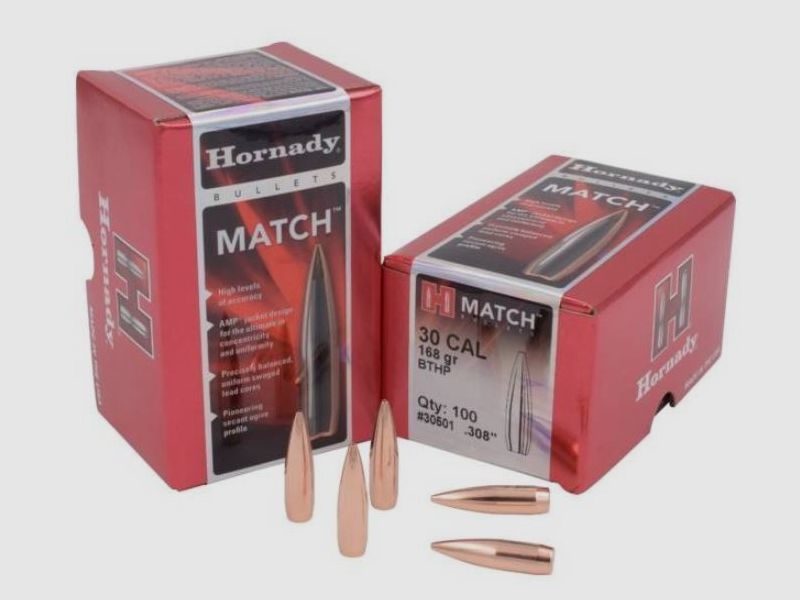 100 szt. Hornady Match 168 Grain HPBT kaliber .308 WIN #30501
