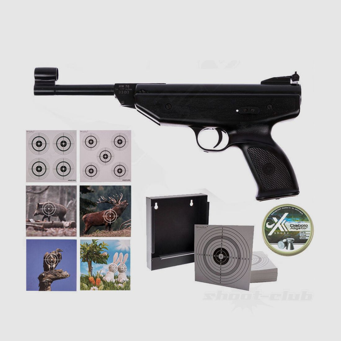 Weihrauch HW 70 air pistol caliber 4.5 mm target set