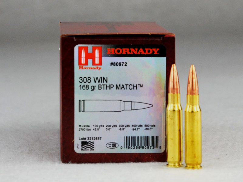 Hornady .308 Winchester, BTHP MATCH 168 grs, 50-pack 1 pack (50 schoten à €1,499 elk)