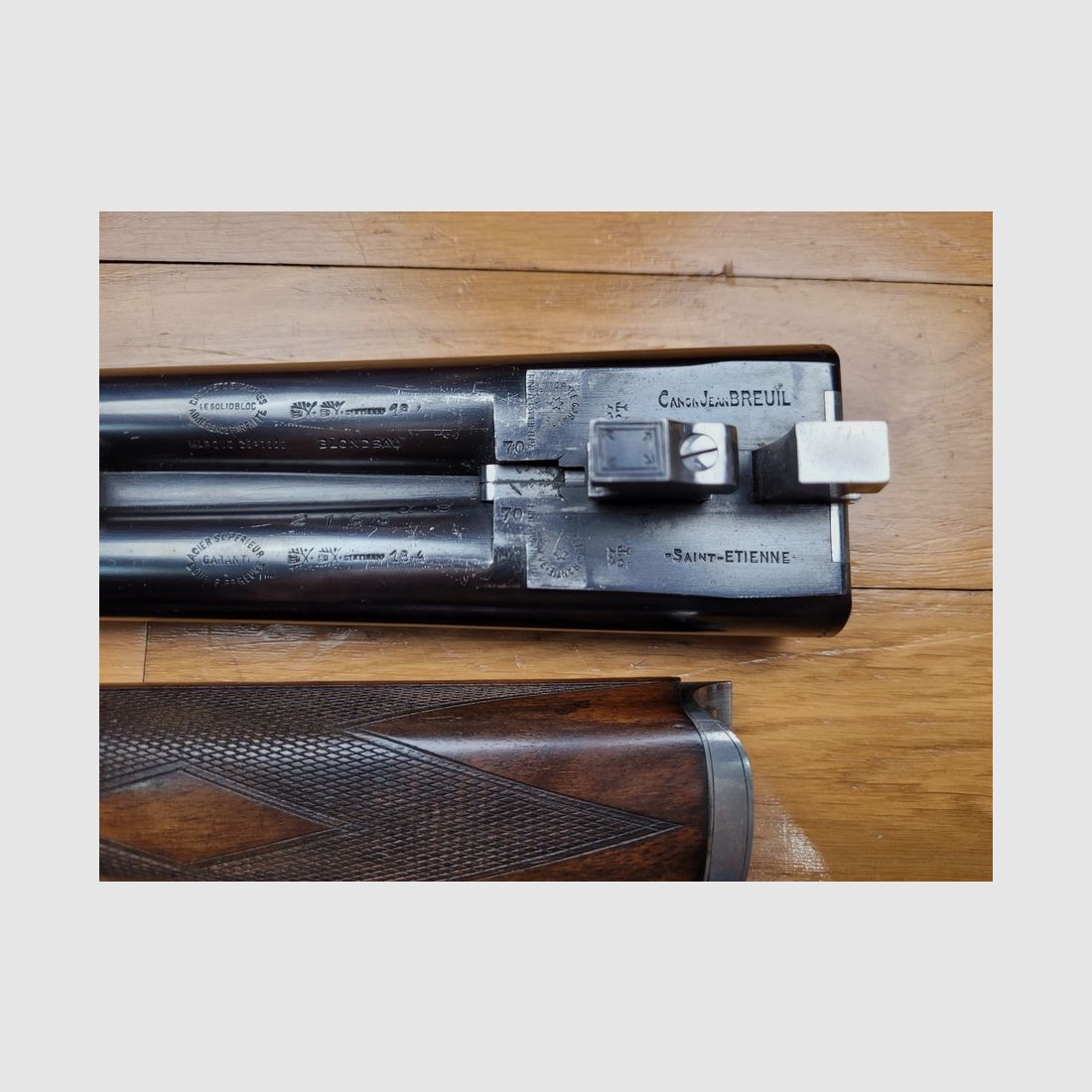 Luxueux fusil juxtaposé calibre 12/70 – Canons Jean Breuil en demi-bloc – Fabrication Blondeau – Quasi neuf – Très belle arme, image 13 sur 27