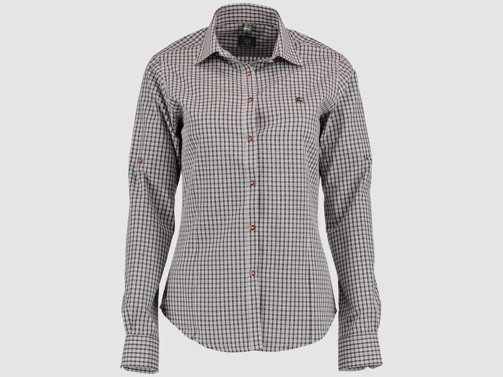 Orbis Textil Damenbluse 1/1 Arm mit Strickerei Dunkelgrün - 34