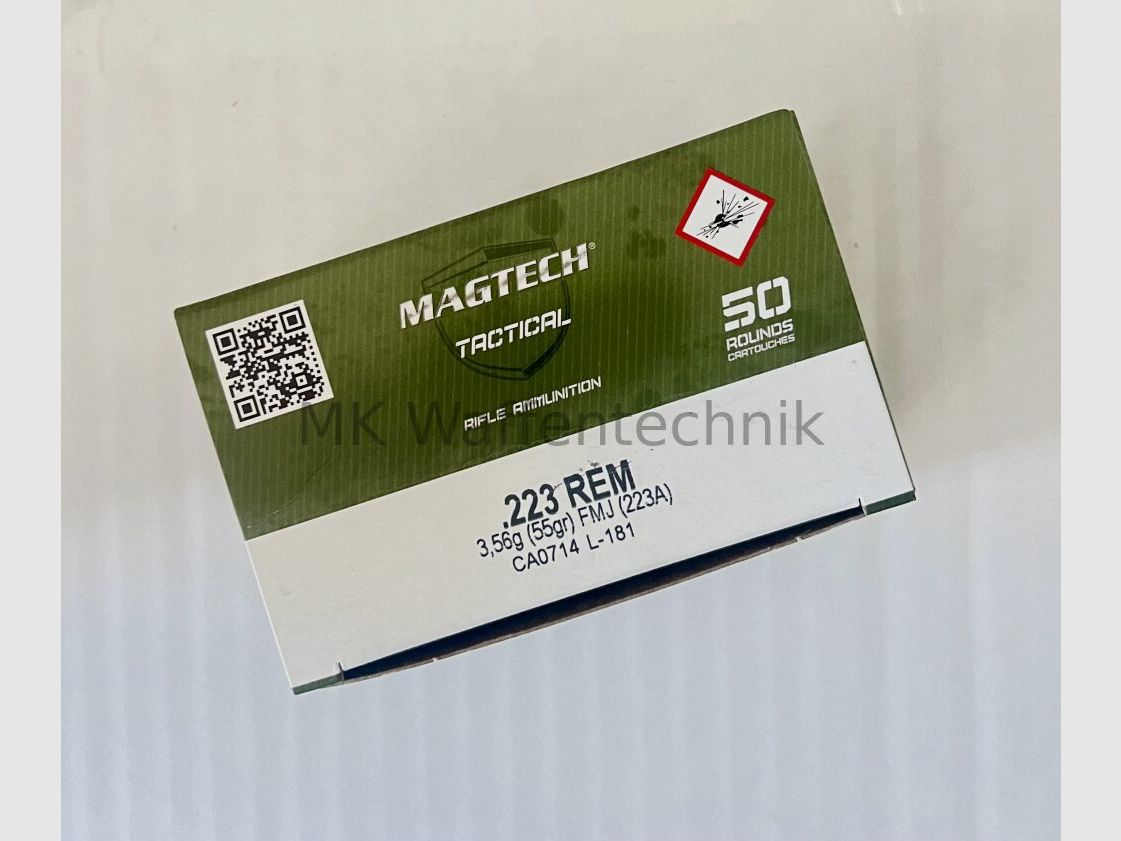 Magtech cartridge ammunition .223 Rem. Tactical 55grs. FMJ 50 pcs. - .223 Rem