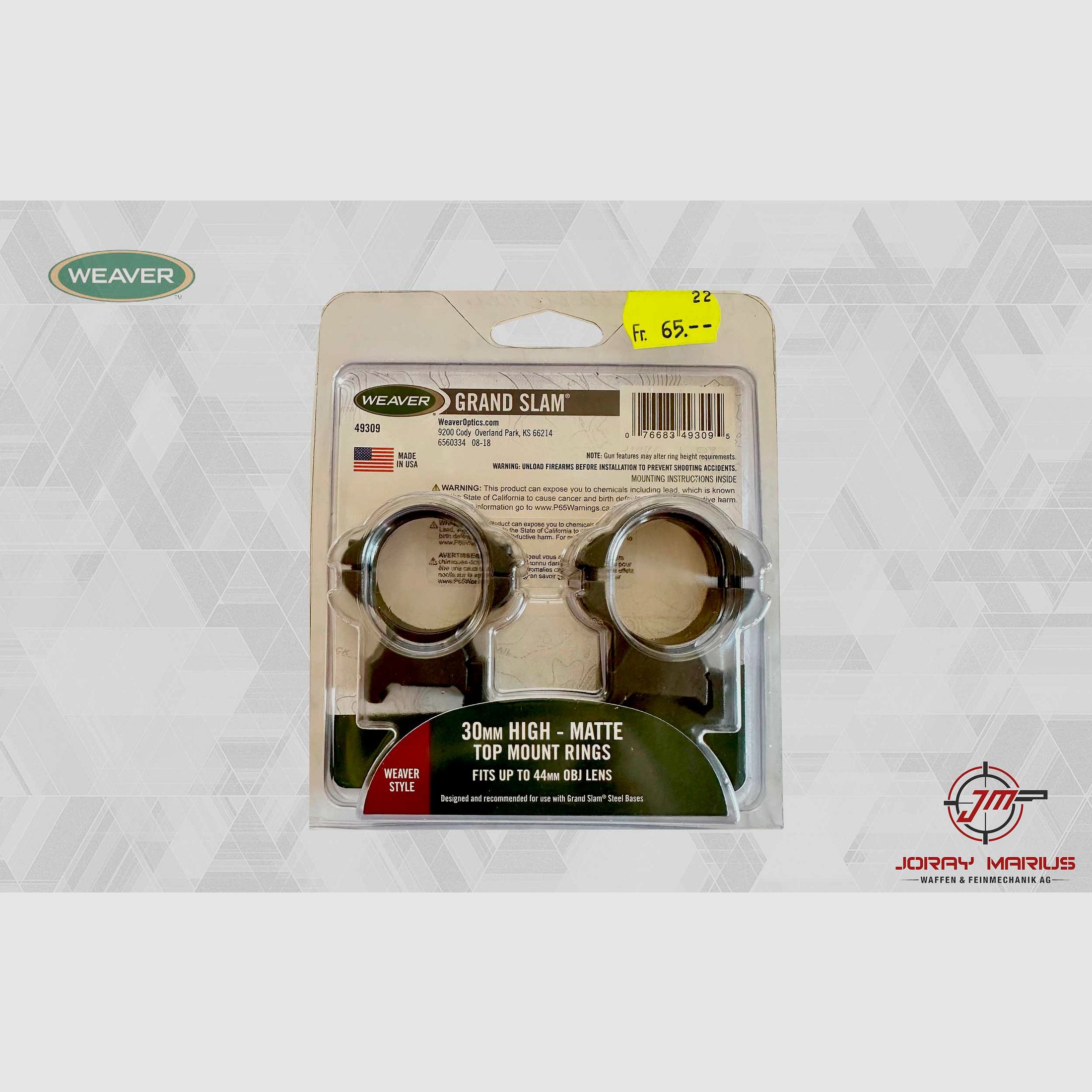 Weaver Grand Slam 30 mm Montageringe High, Matt, Bild 2 von 2