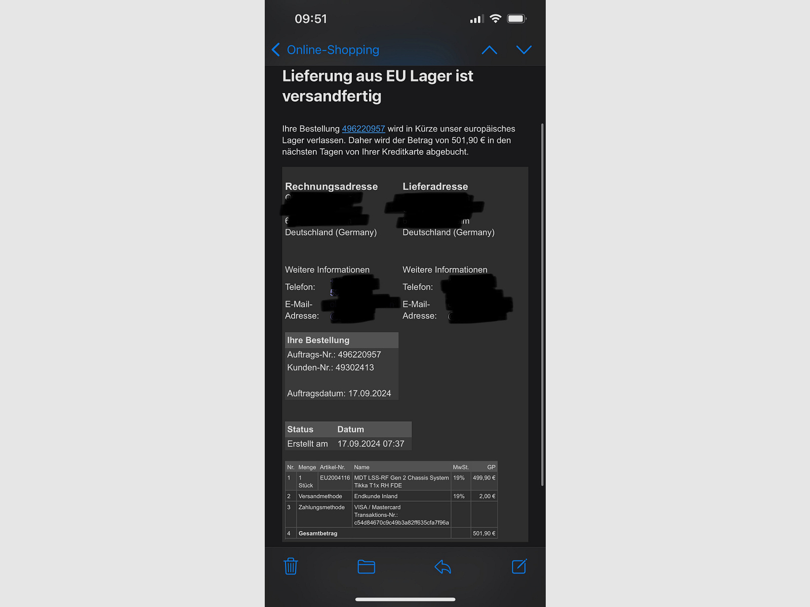 MDT Schaft System für Tikka T1X komplett - neuwertig!
