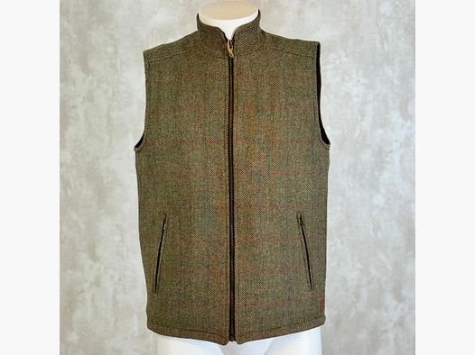 Gilet de chasse pour homme, tweed, kaki, doublure matelassée