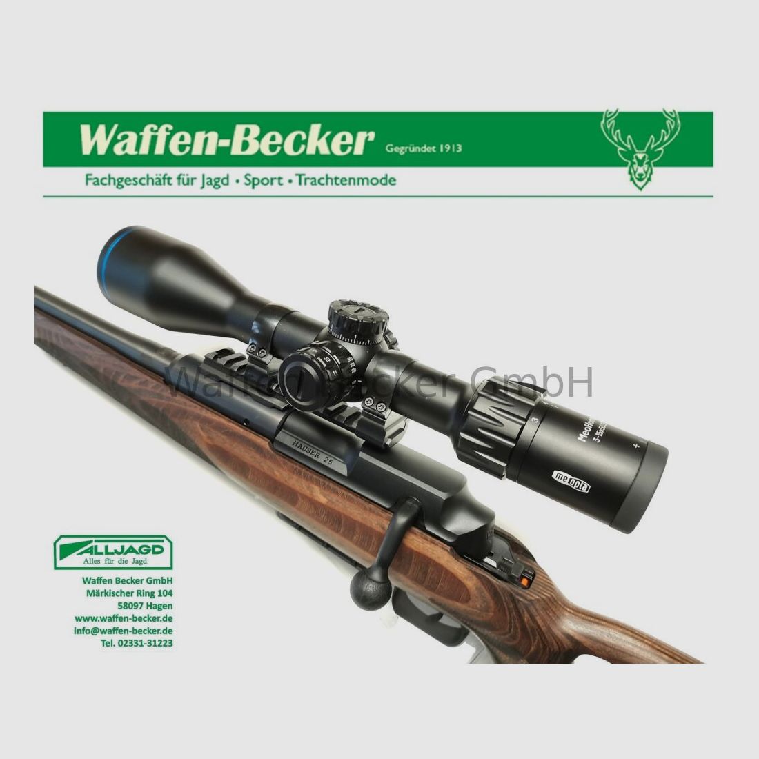 Mauser Mod. 25 Max Cal. .308Win. Carabine à répétition à gauche + Meopta MeoHunter 3-15x50