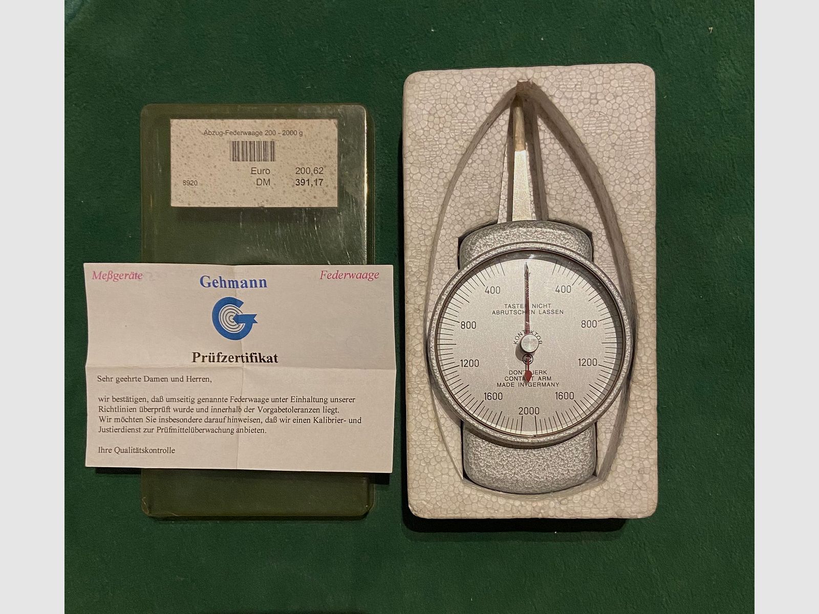 Gehmann Abzugsfederwaage - Qualitätsfederwaage - Federwaage Kontaktor 200 - 2000 g