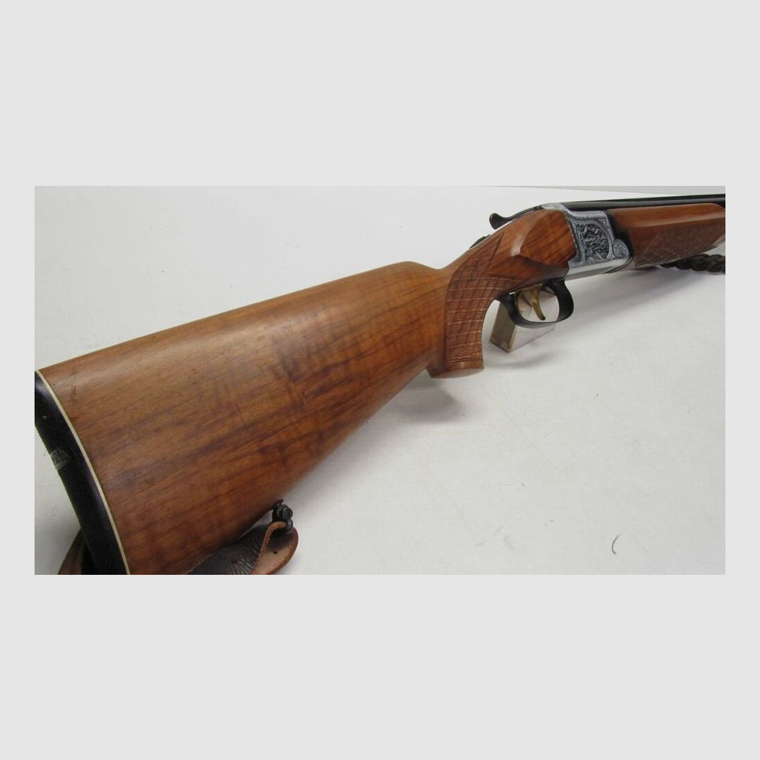 Bockdoppelflinte Laurona Spanien 12/70, LL 71 cm, sehr schöner Schaft 12/70