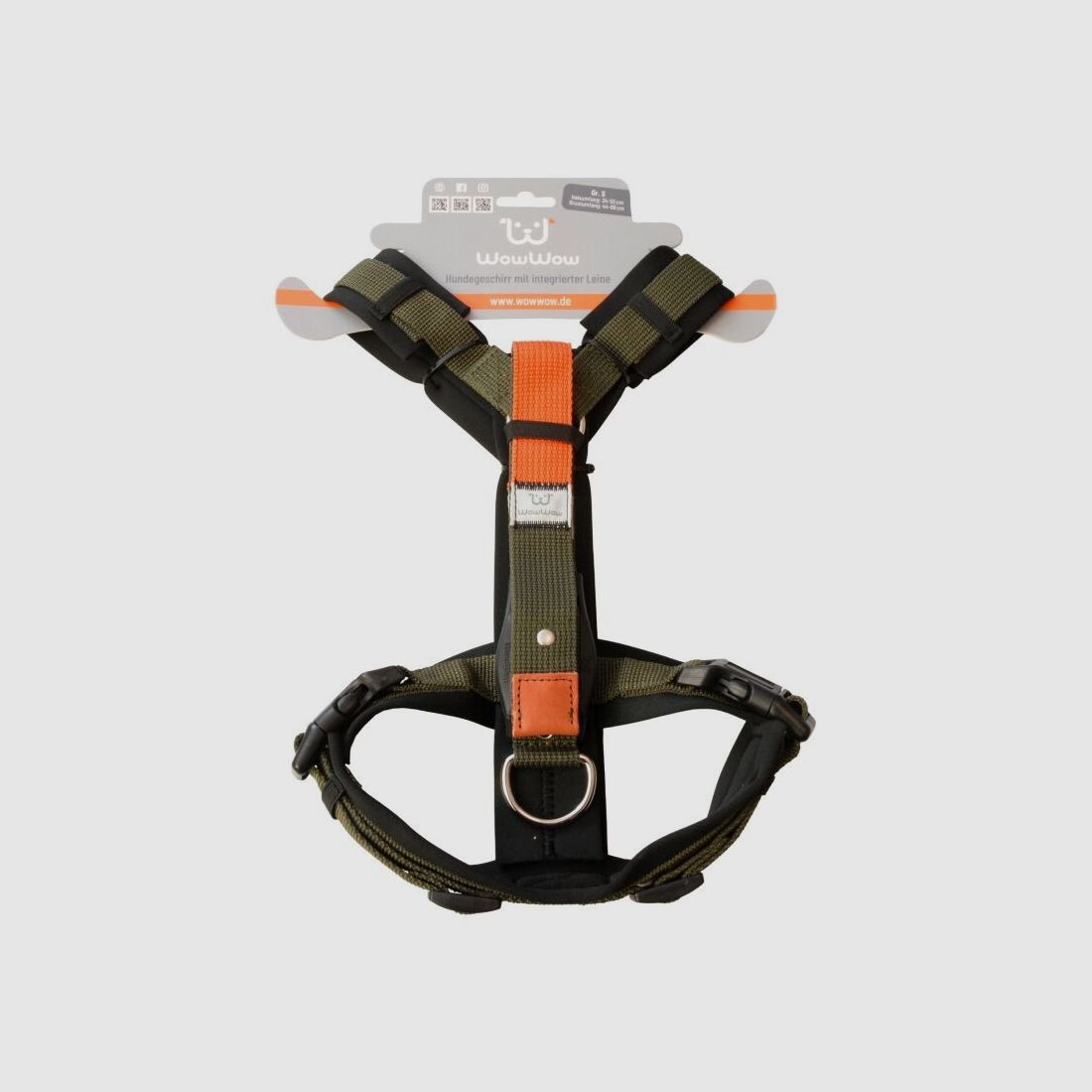 WowWow Hundegeschirr mit integrierter Leine Harness Khaki