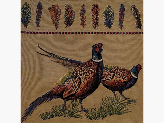 Lovergreen cushion motif cushion 2 pheasants + feather illustrations